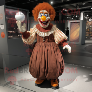 Brown Clown mascot costume character dressed with a Ball Gown and Cufflinks