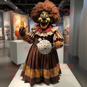 Brown Clown mascot costume character dressed with a Ball Gown and Cufflinks