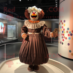 Brown Clown mascot costume character dressed with a Ball Gown and Cufflinks