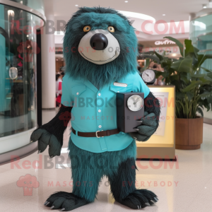 Teal Sloth Bear maskot...