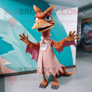 nan Pterodactyl mascot costume character dressed with a A-Line Dress and Mittens