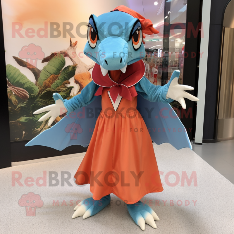 nan Pterodactyl mascot costume character dressed with a A-Line Dress and Mittens nan Pterodactyl mascot costume character dressed with a A-Line Dress and Mittens