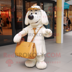 Cream Dog maskot drakt...