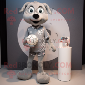 Gray Handball Ball mascot costume character dressed with a Polo Tee and Coin purses