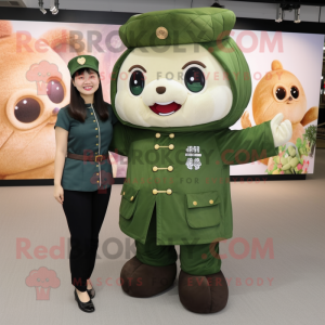 Forest Green Dim Sum mascot costume character dressed with a Cargo Pants and Earrings
