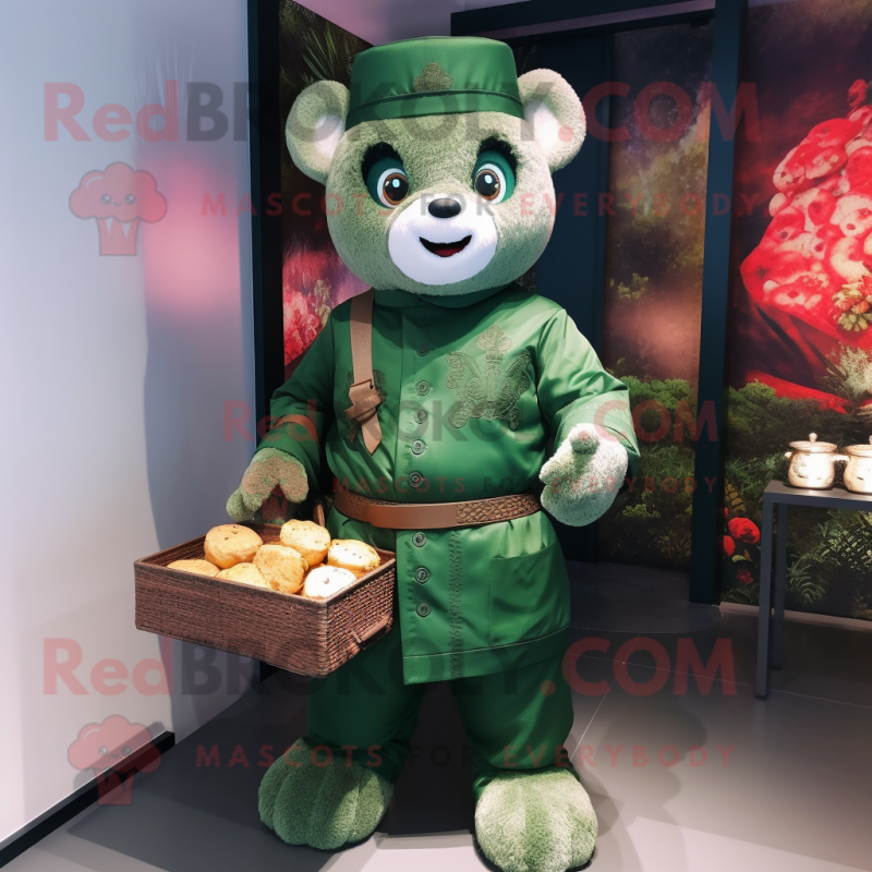 Forest Green Dim Sum mascot costume character dressed with a Cargo Pants and Earrings