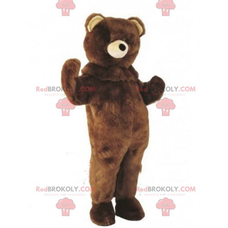 Mascote de ursinho de pelúcia, fantasia de urso marrom -