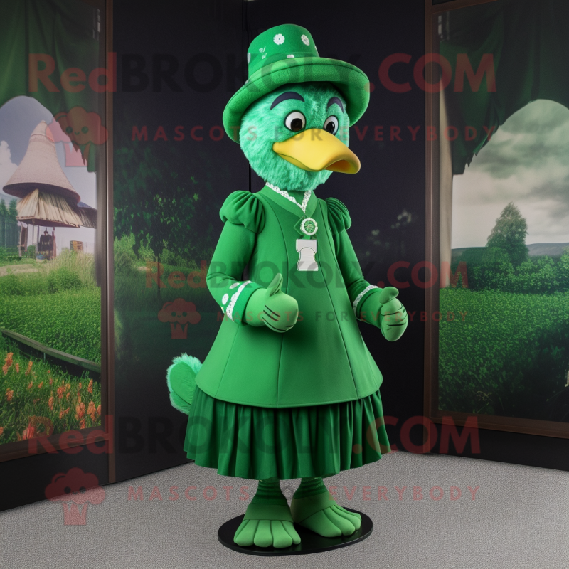 Forest Green Hens mascot costume character dressed with a Dress and Caps Forest Green Hens mascot costume character dressed with a Dress and Caps