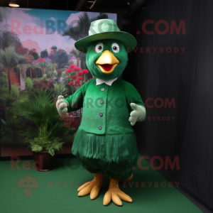 Forest Green Hens mascot costume character dressed with a Dress and Caps