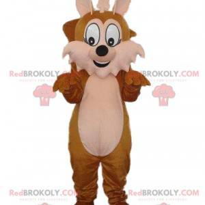 Mascotte volpe marrone, costume scoiattolo, mascotte bosco -