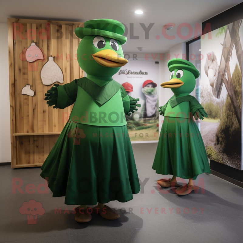 Forest Green Hens mascot costume character dressed with a Dress and Caps Forest Green Hens mascot costume character dressed with a Dress and Caps