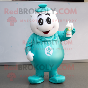 Teal Bottle Of Milk maskot...