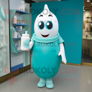 Teal Bottle Of Milk maskot...