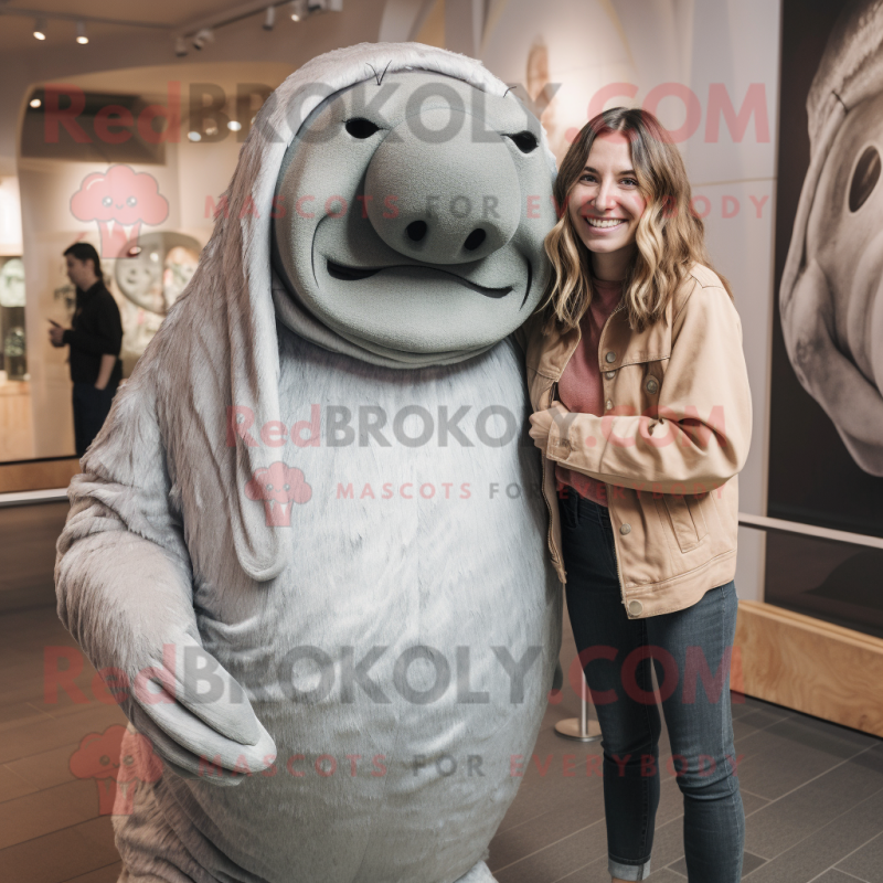 Silver Walrus mascot costume character dressed with a Mom Jeans and Watches Silver Walrus mascot costume character dressed with a Mom Jeans and Watches
