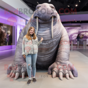 Silver Walrus mascot costume character dressed with a Mom Jeans and Watches