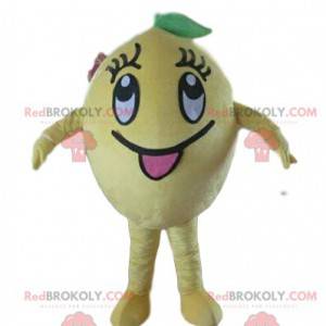 Yellow lemon mascot, citrus costume, fruit disguise -