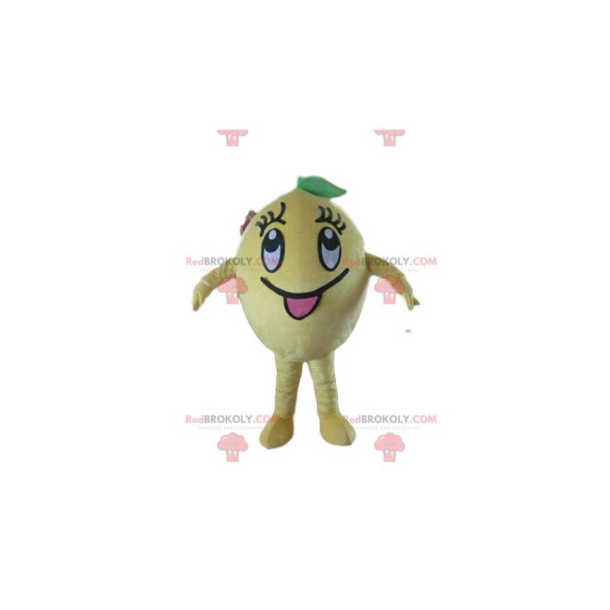 Gul citronmaskot, citrusdräkt, fruktförklädnad - Redbrokoly.com Gul citronmaskot, citrusdräkt, fruktförklädnad - Redbrokoly.com