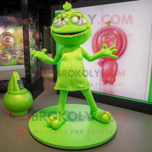 Lime Green Bracelet mascot costume character dressed with a Yoga Pants and Coin purses