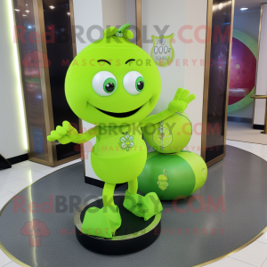 Lime Green Bracelet mascot costume character dressed with a Yoga Pants and Coin purses