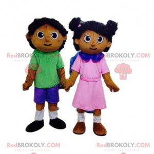 2 mascots of children, dolls, a boy and a girl - Redbrokoly.com