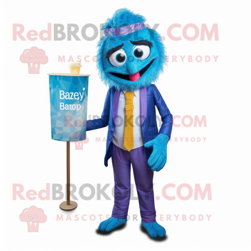 Blue Biryani mascot costume character dressed with a Blazer and Ties