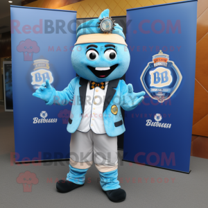 Blue Biryani mascot costume character dressed with a Blazer and Ties