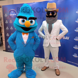 Blue Biryani mascot costume character dressed with a Blazer and Ties