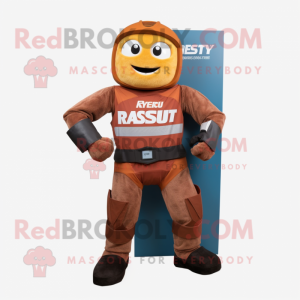 Rust Superhero mascot costume character dressed with a Cargo Shorts and Digital watches