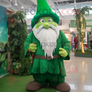 Forest Green Wizard mascot costume character dressed with a Cargo Shorts and Caps
