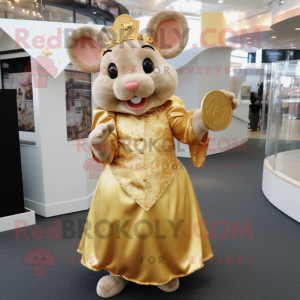 Gold Mouse maskot kostume...