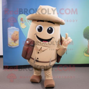 Tan Phone mascot costume character dressed with a Dress Shirt and Backpacks