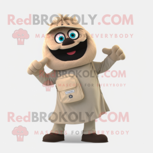 Tan Phone mascot costume character dressed with a Dress Shirt and Backpacks