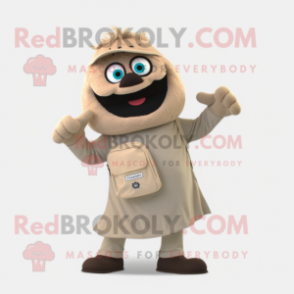 Tan Phone mascot costume character dressed with a Dress Shirt and Backpacks