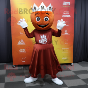 Rust Juggle mascot costume character dressed with a Empire Waist Dress and Keychains