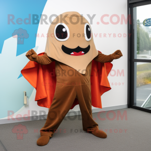 Brown Stingray mascot costume character dressed with a Capri Pants and Scarves