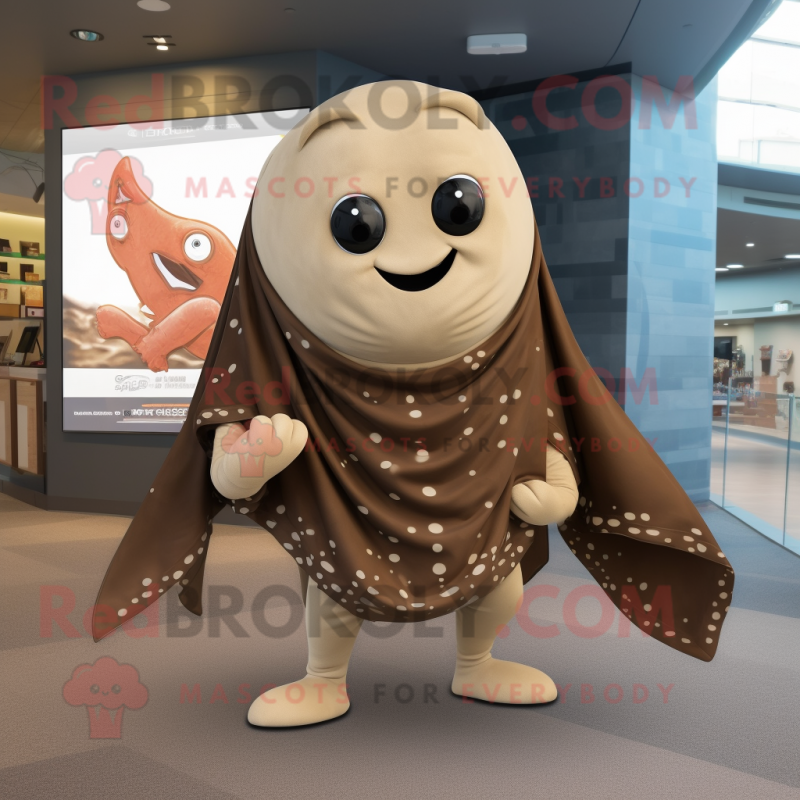 Brown Stingray mascot costume character dressed with a Capri Pants and Scarves Brown Stingray mascot costume character dressed with a Capri Pants and Scarves