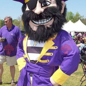 Pirate mascot in blue and yellow outfit - Redbrokoly.com