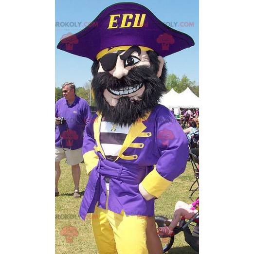 Mascotte pirata in abito blu e giallo - Redbrokoly.com