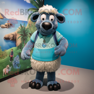 Cyan Suffolk Sheep mascotte...