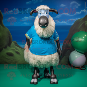 Cyan Suffolk Sheep mascotte...
