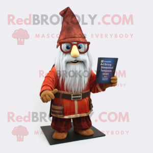 Rust Wizard mascot costume character dressed with a A-Line Skirt and Reading glasses