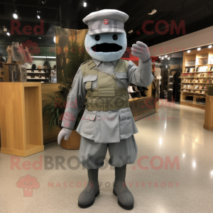 Grey Army Soldier maskot...