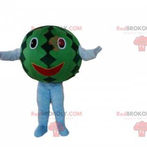 Reusachtige watermeloen mascotte, kostuum exotisch fruit -