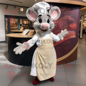 Cream Ratatouille mascot costume character dressed with a Circle Skirt and Reading glasses