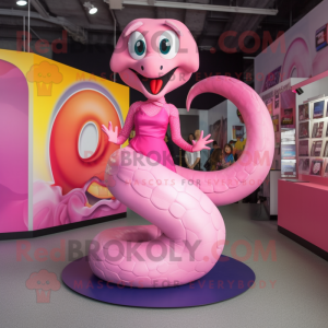 Pink Snake maskot kostume...