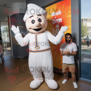 White Tikka Masala mascot costume character dressed with a Romper and Ties