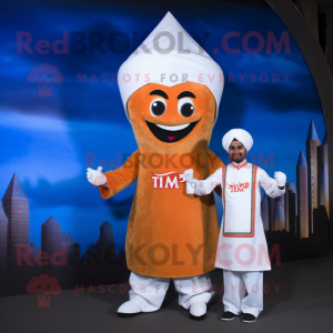 White Tikka Masala mascot costume character dressed with a Romper and Ties