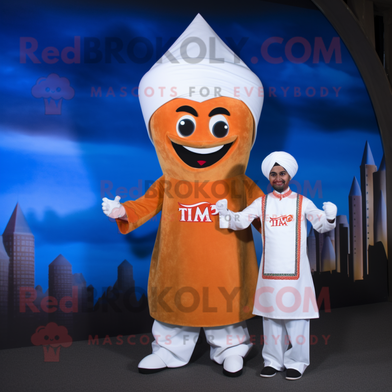 White Tikka Masala mascot costume character dressed with a Romper and Ties White Tikka Masala mascot costume character dressed with a Romper and Ties