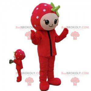 Mascotte de fillette, costume de fraise, déguisement de fruit -