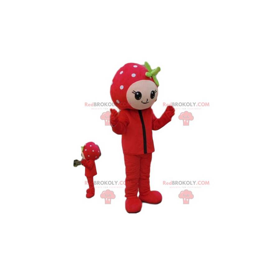 Mascotte de fillette, costume de fraise, déguisement de fruit -